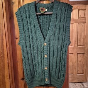 Vintage Boston Traders 100% Cotton Mens Medium Knit Green Vest